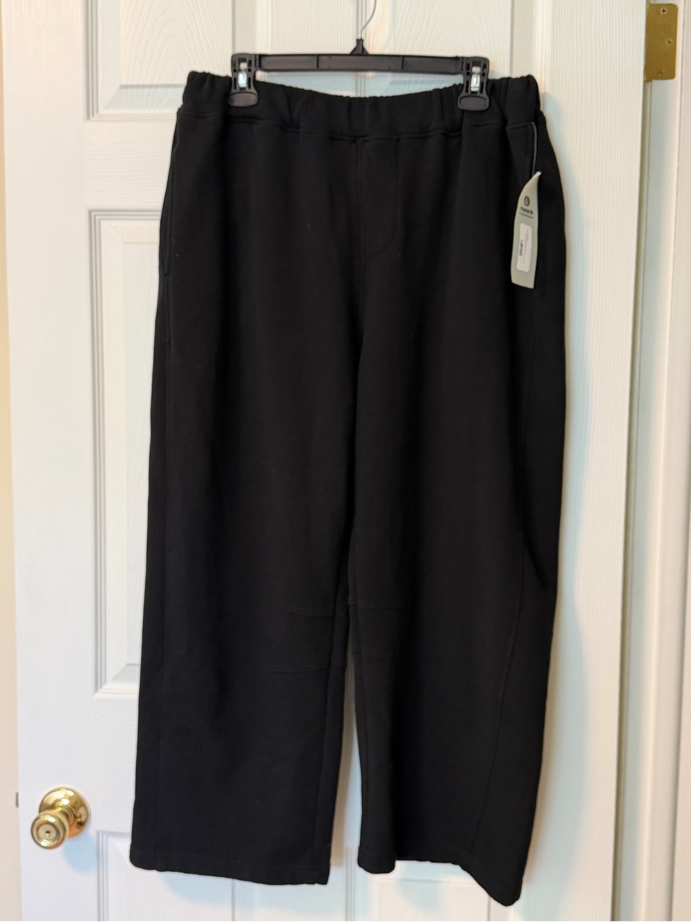 Womens NEW Mono B Malibu Air Cotton Barrel Lounge Pants sz L black